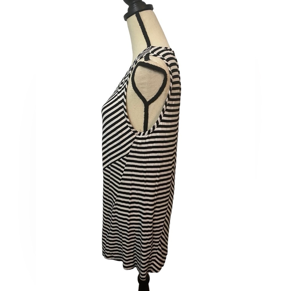 Vince Camuto Black and Blue Striped Dress Sz Large - Picture 4 of 10
